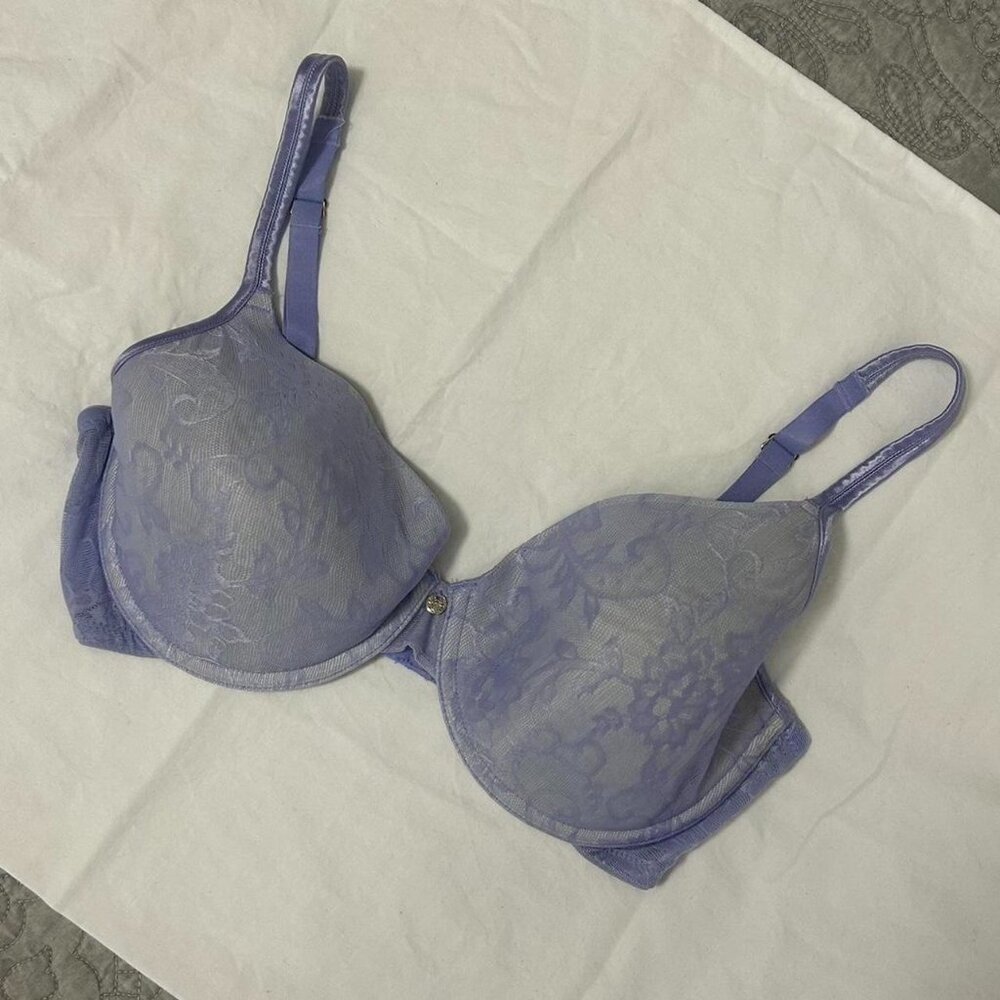 4/$20 DEAL -NATORI pastel lavender purple lace bra size 34DD beautiful detailing
